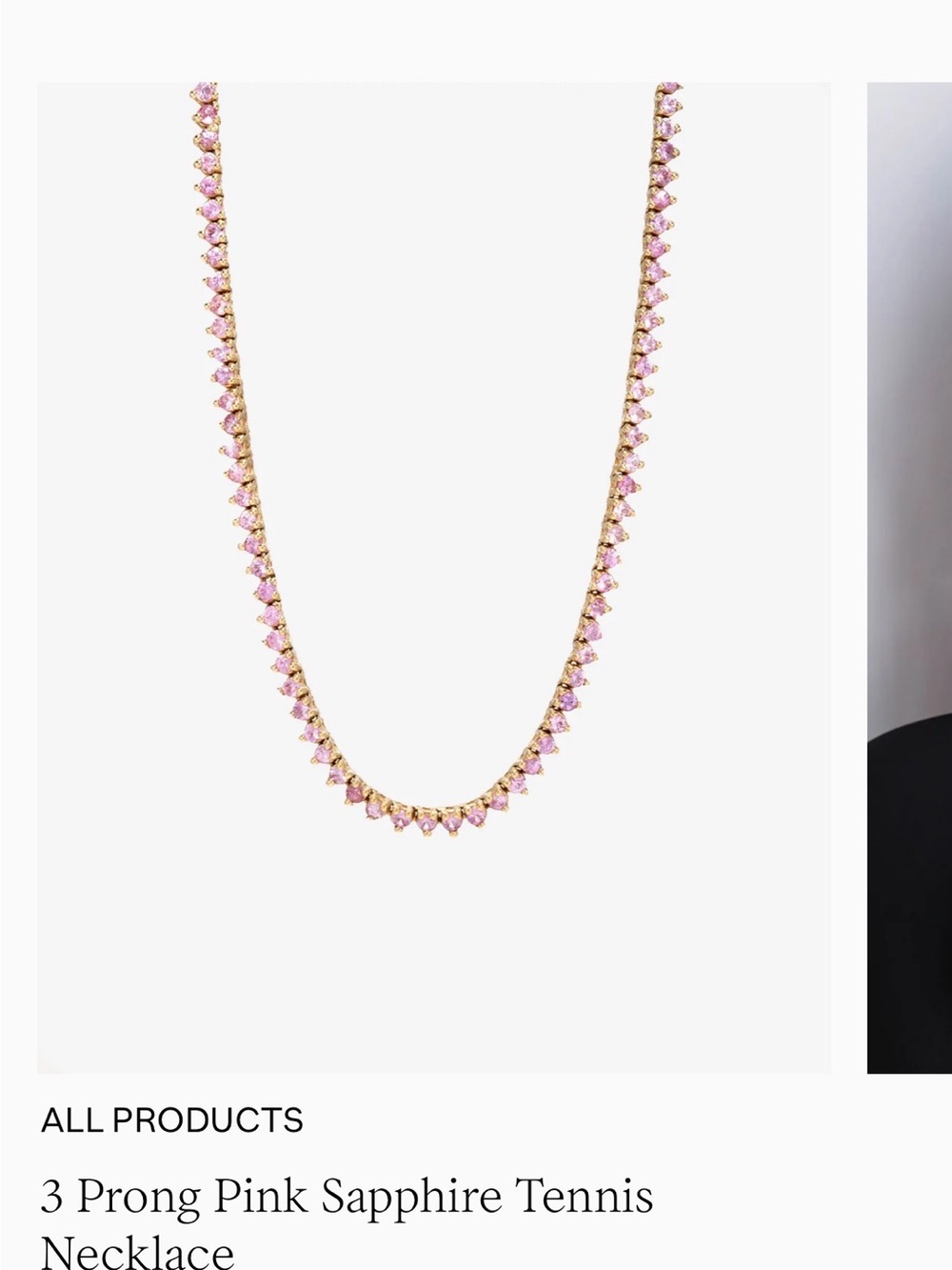 Pink Sapphire Tennis Necklace - Gold